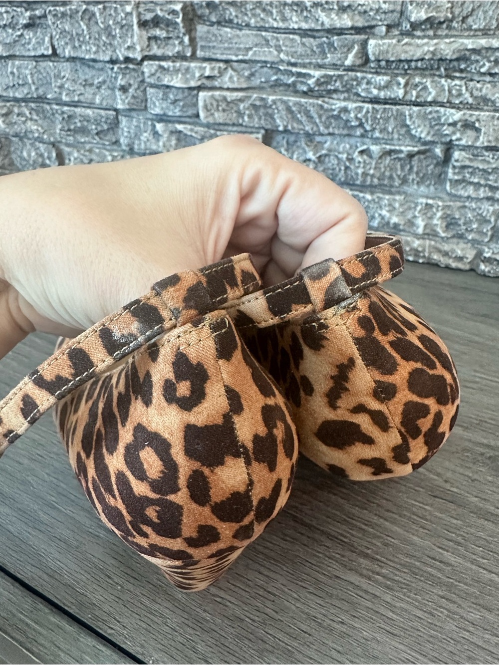 Torrid Leopard Print Ankle-Strap Block Heels - Tan/Black - Picture 6 of 7